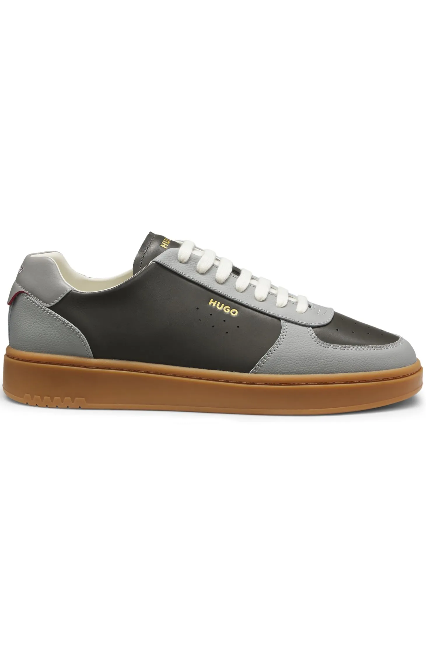 Leather trainers with gold-tone logo