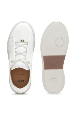 Leather trainers with inner wedge