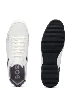 Leather trainers with odour-control lining