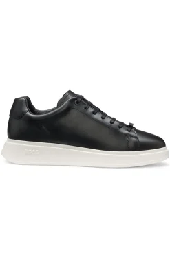 Leather trainers with rubber outsole