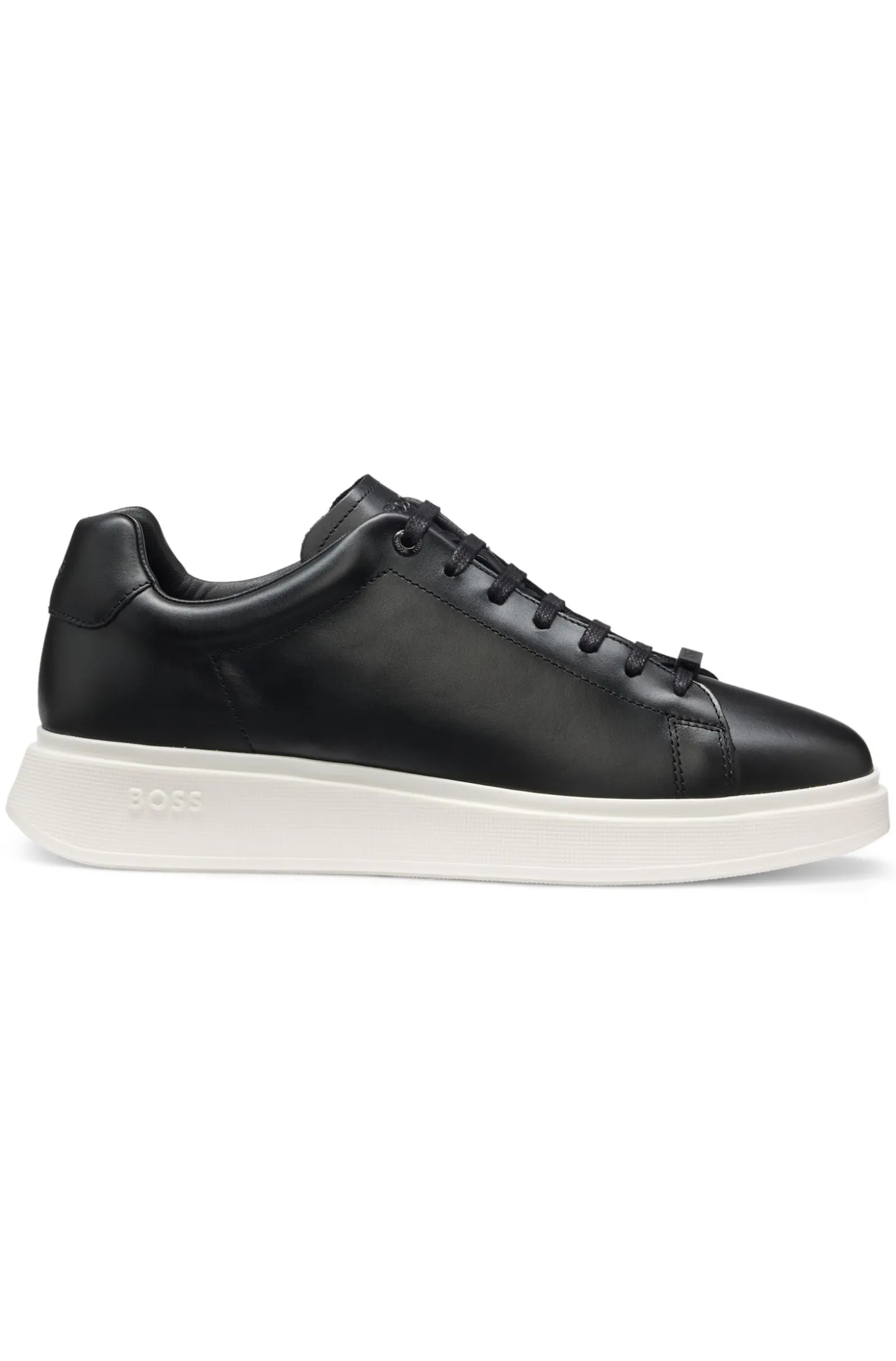 Leather trainers with rubber outsole