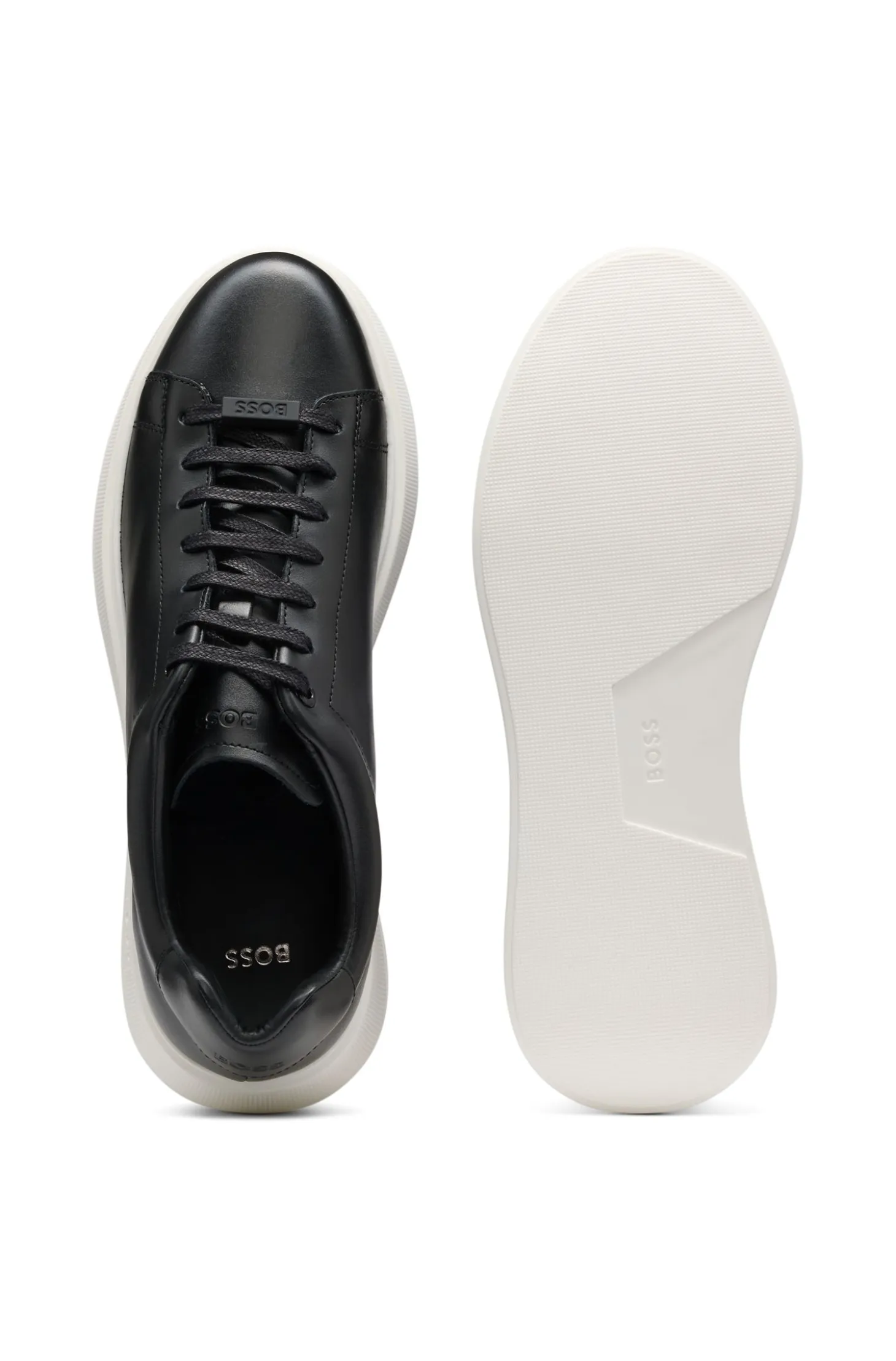 Leather trainers with rubber outsole