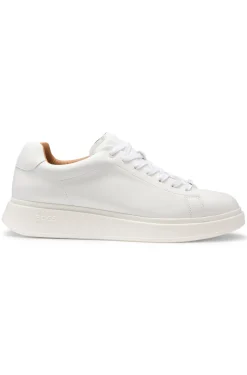 Leather trainers with rubber outsole