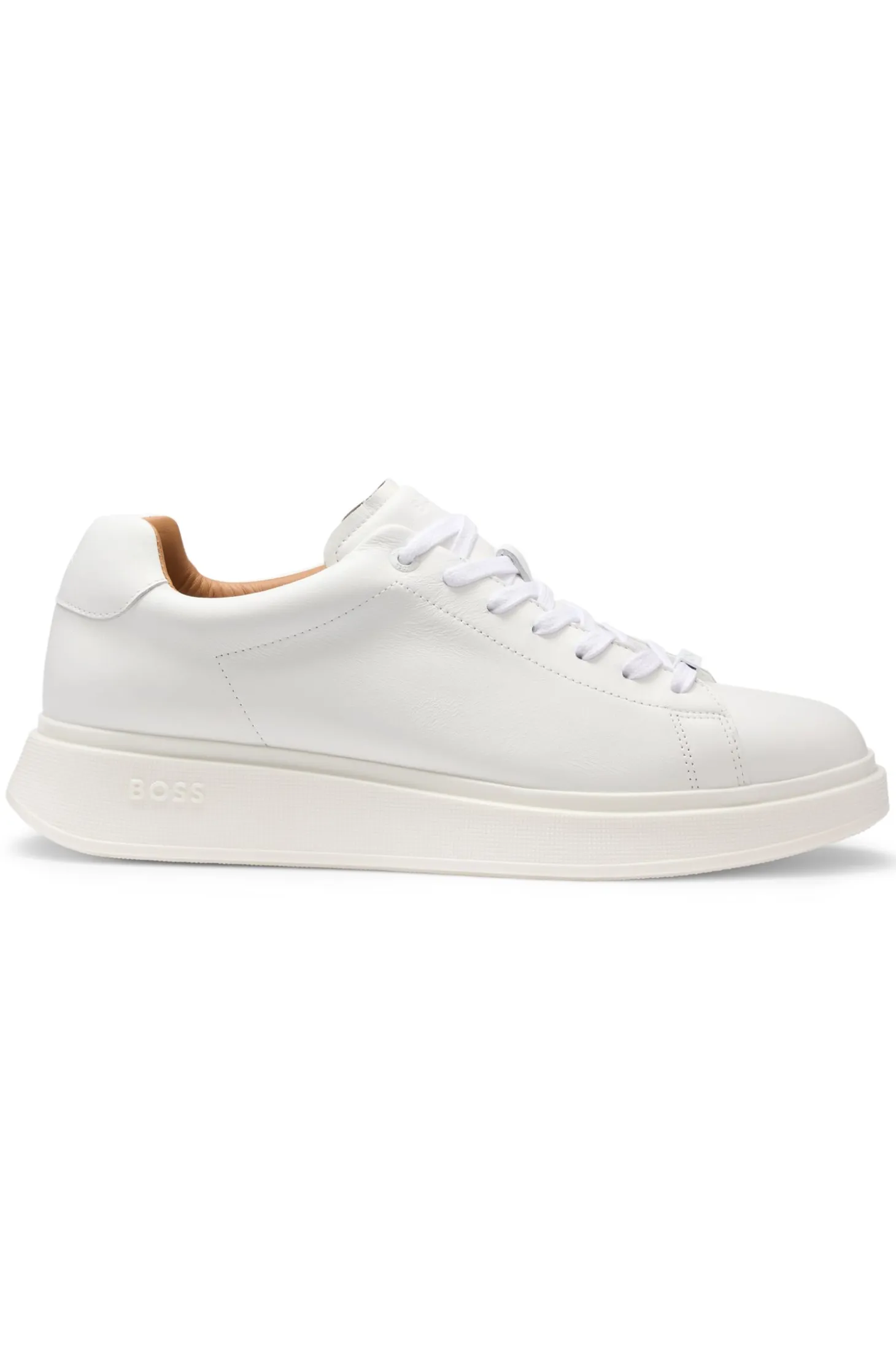 Leather trainers with rubber outsole