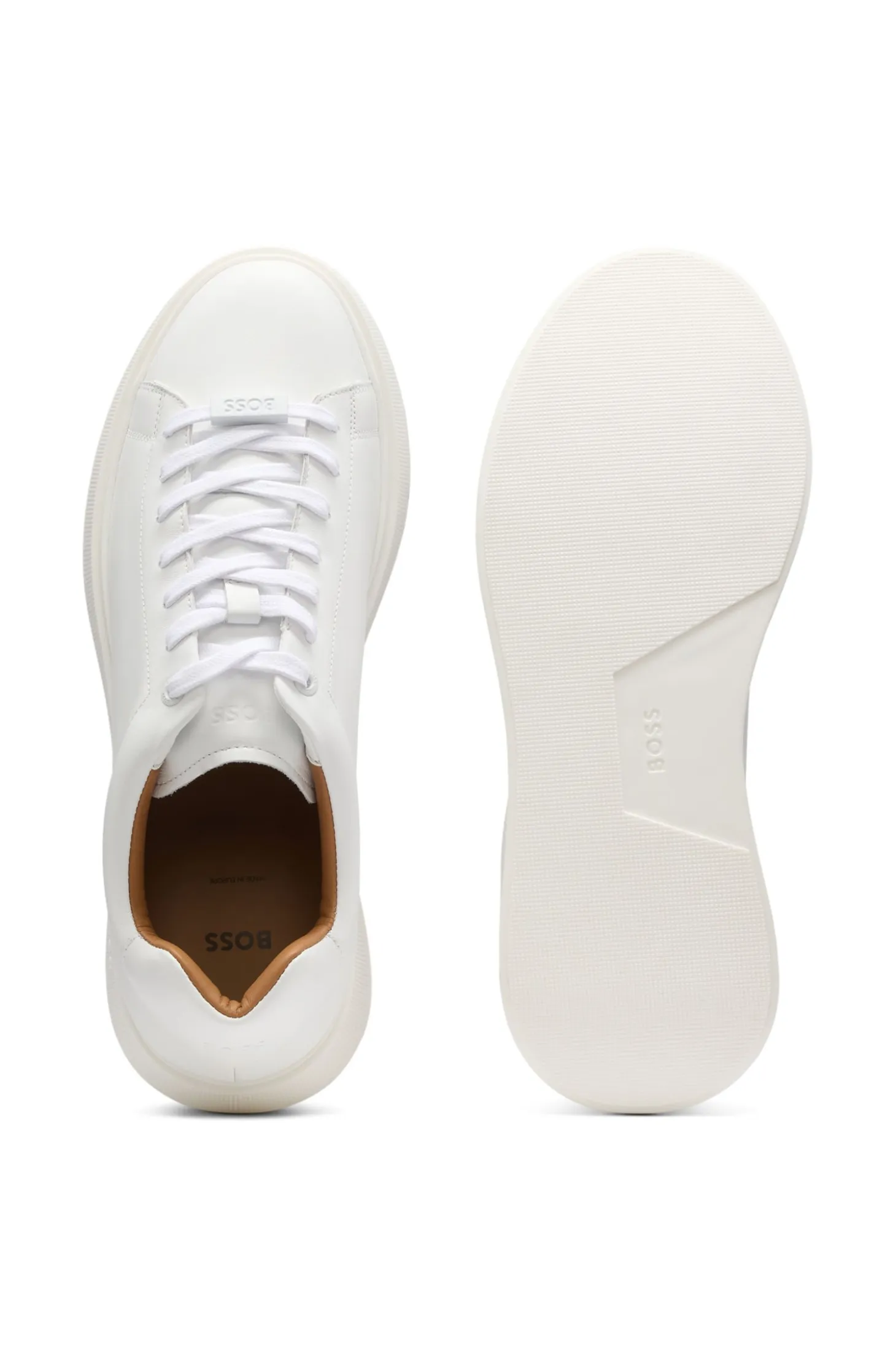 Leather trainers with rubber outsole
