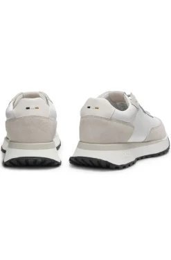 Leather trainers with side-panel logo