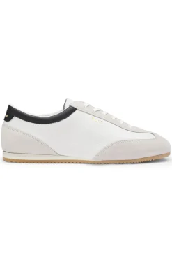 Leather trainers with suede trims