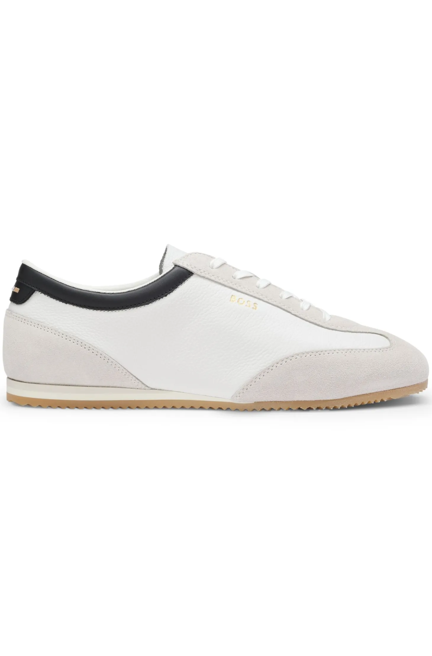 Leather trainers with suede trims