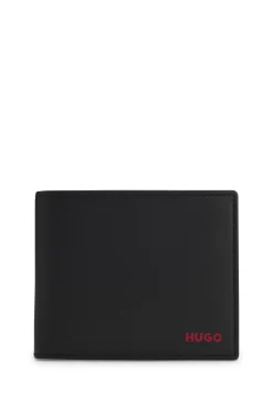 Leather trifold wallet with red logo