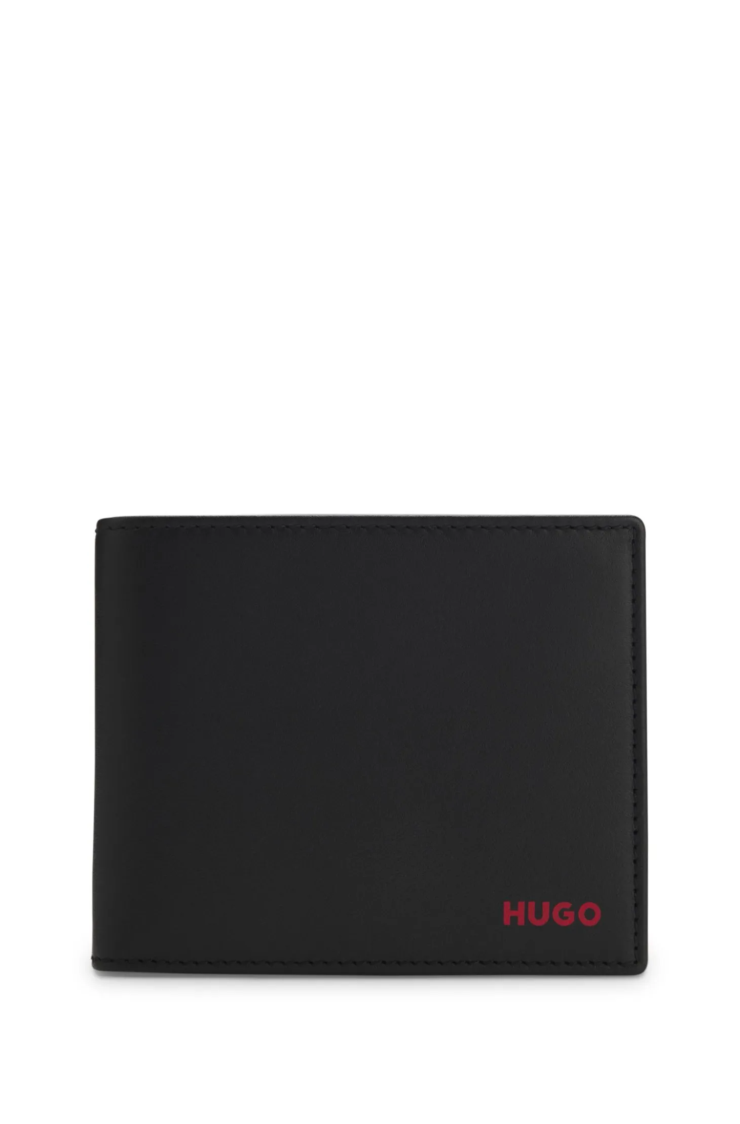 Leather trifold wallet with red logo