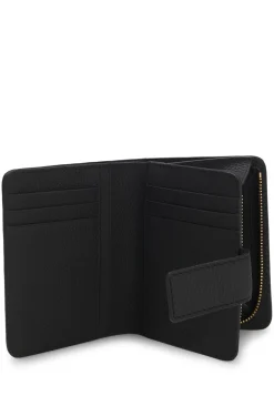 Leather wallet with logo lettering