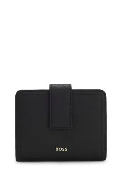 Leather wallet with logo lettering