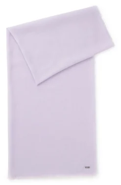 Lightweight wool scarf with fringed trims