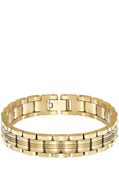 Light-yellow-gold-tone cuff with multi-link design