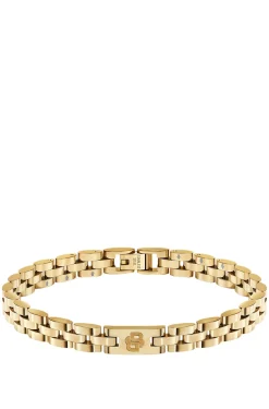 Light-yellow-gold-tone cuff with logo details