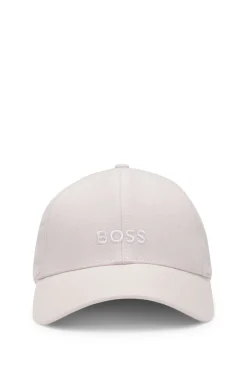 Linen cap with embroidered logo