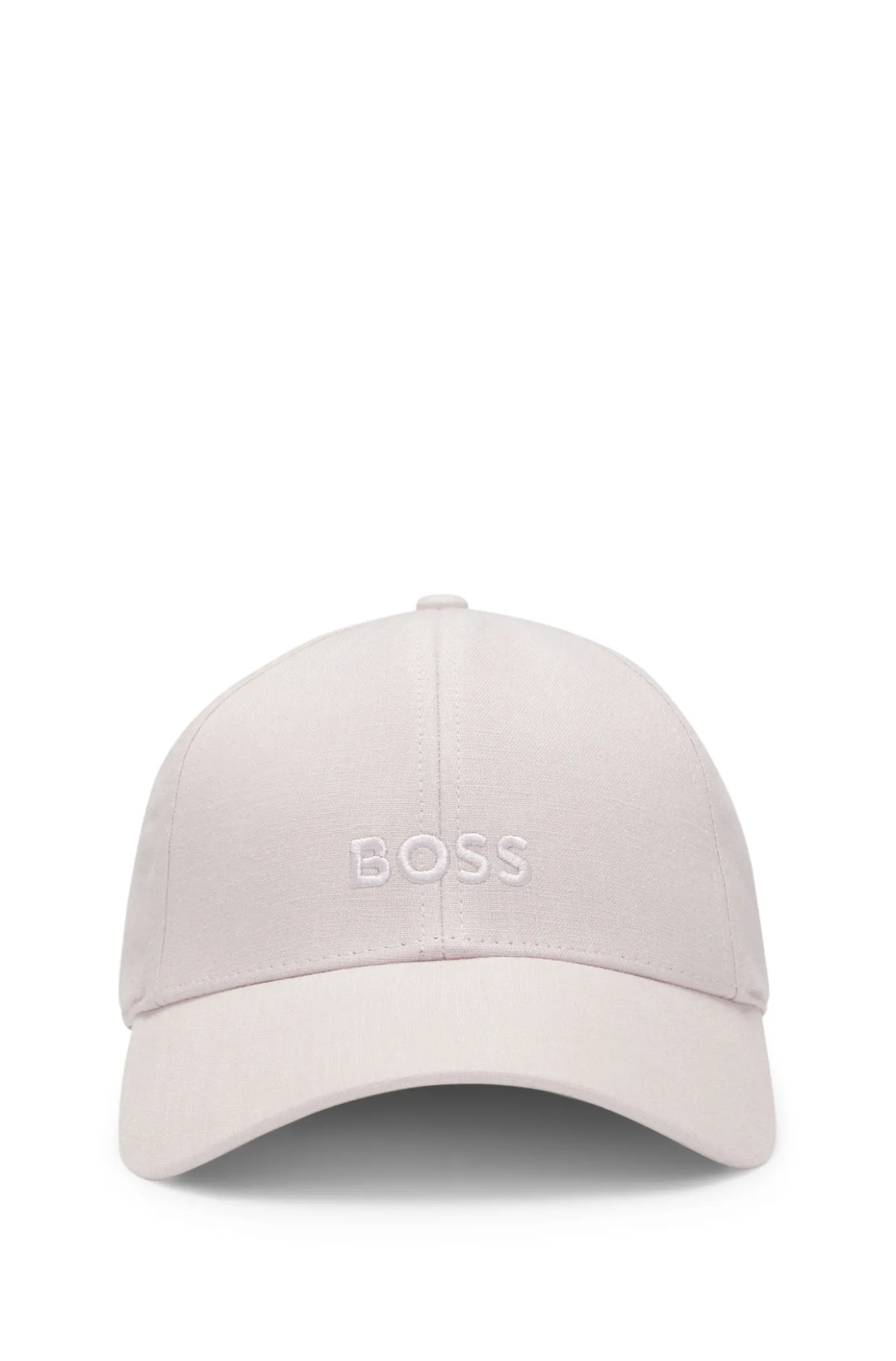 Linen cap with embroidered logo