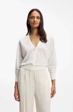 Linen-cotton cardigan with buttoned front