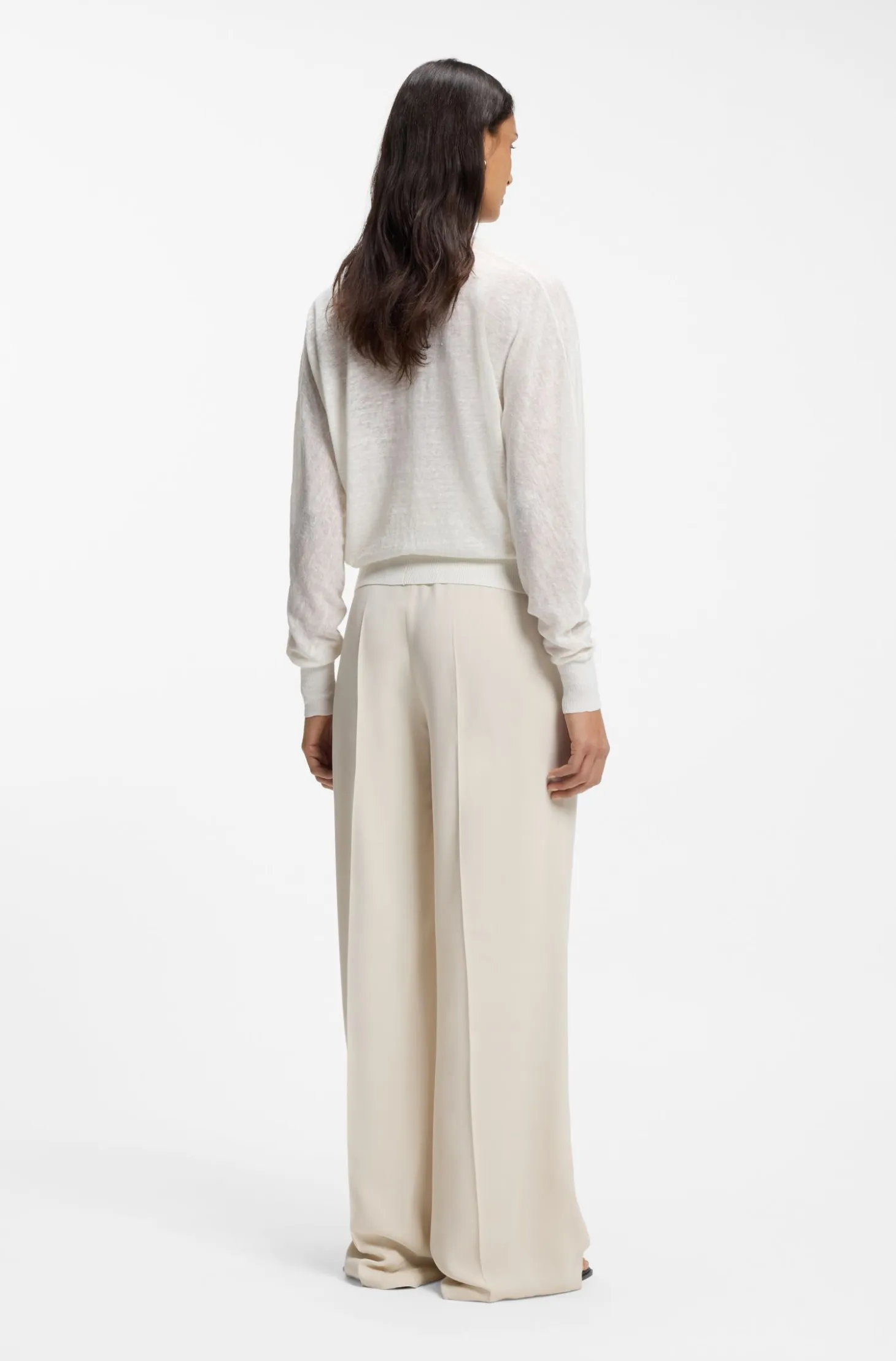 Linen-cotton cardigan with buttoned front