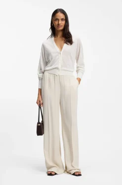 Linen-cotton cardigan with buttoned front