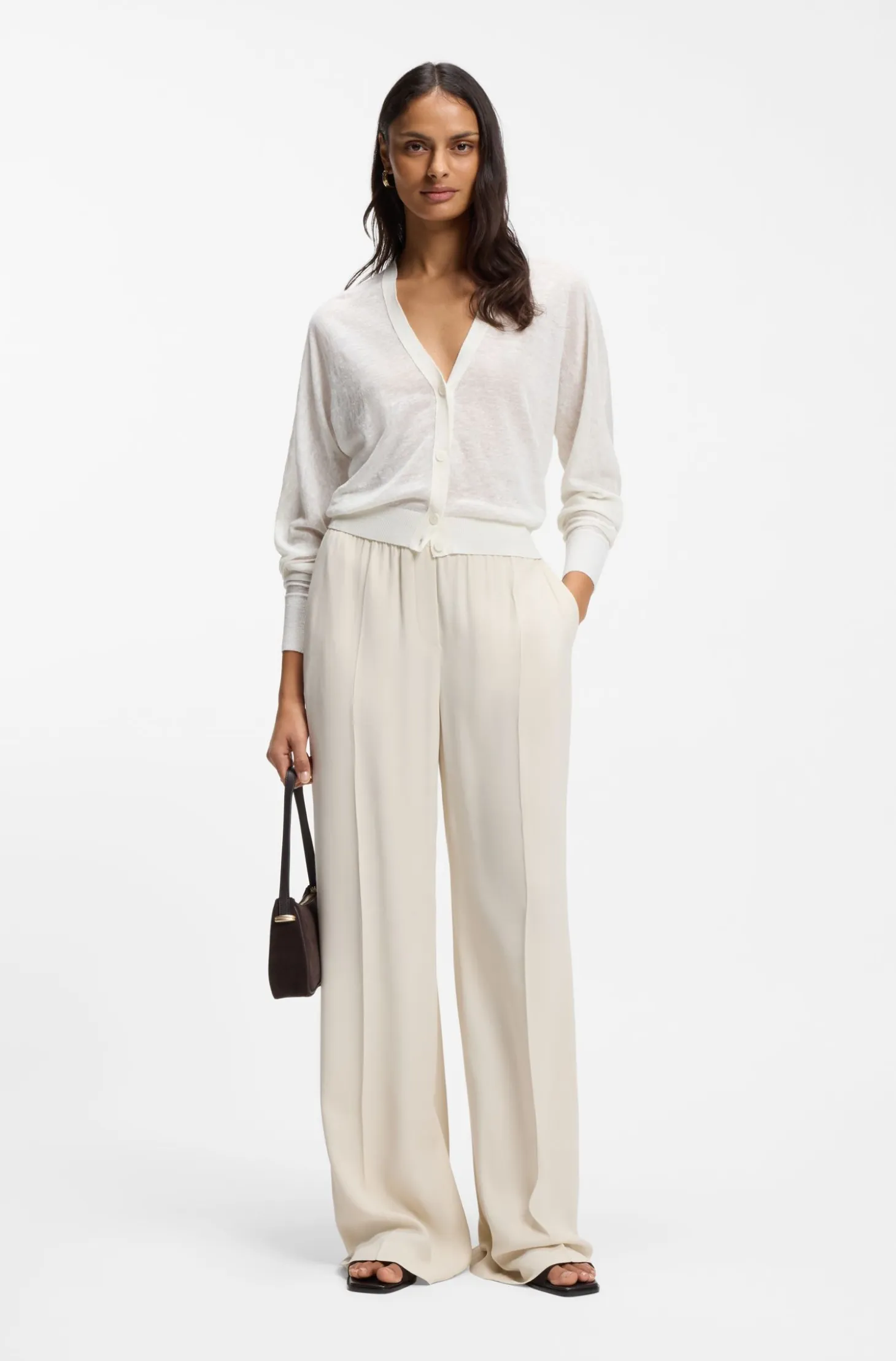 Linen-cotton cardigan with buttoned front