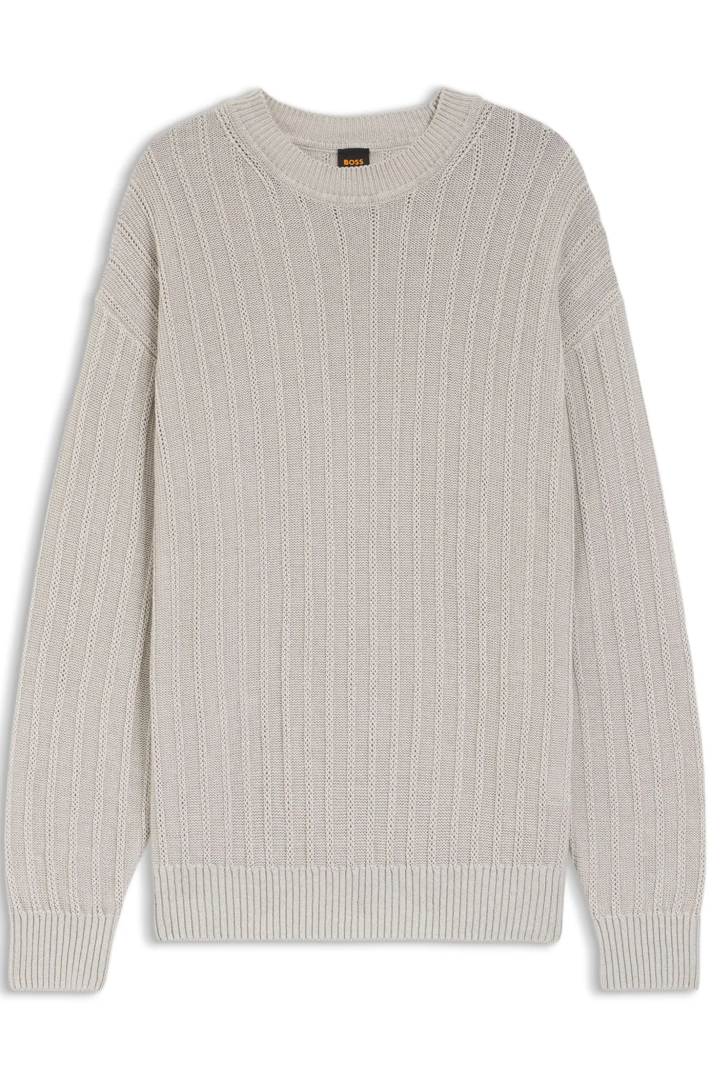 Linen-cotton sweater with knitted structure