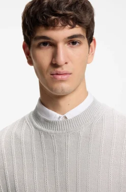 Linen-cotton sweater with knitted structure