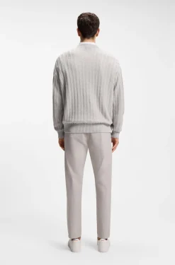 Linen-cotton sweater with knitted structure