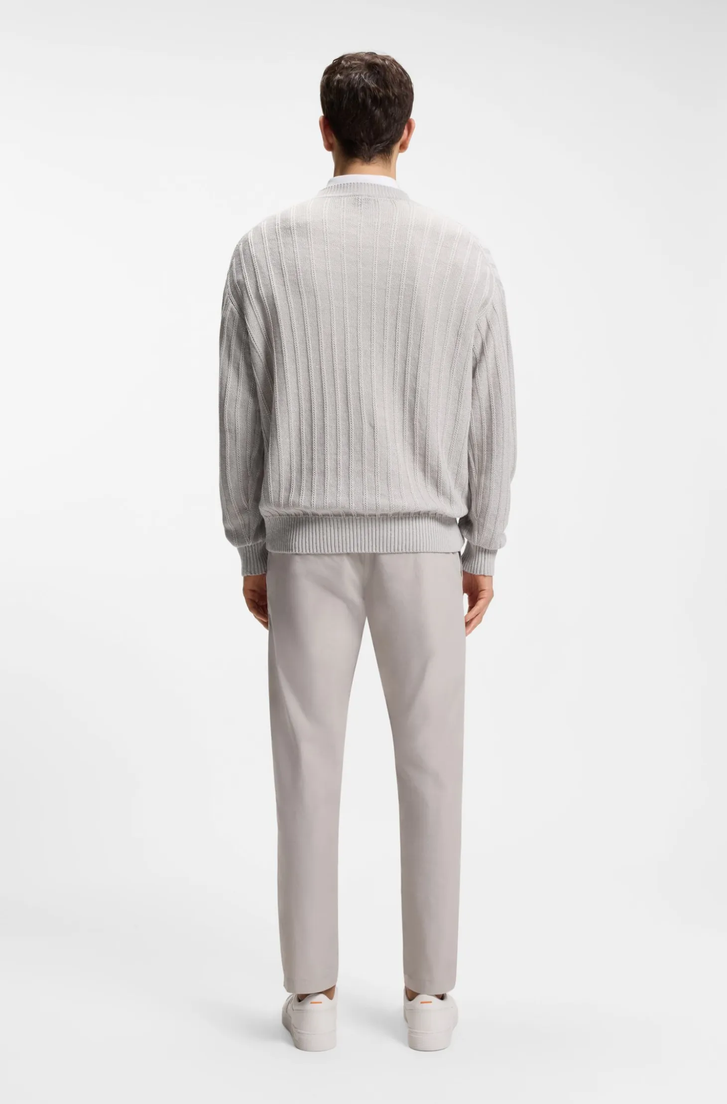 Linen-cotton sweater with knitted structure