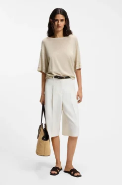 Linen T-shirt with embroidered logo