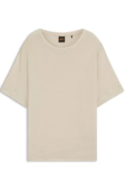 Linen T-shirt with embroidered logo
