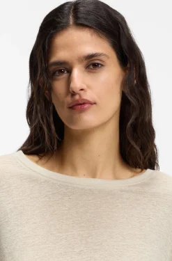 Linen T-shirt with embroidered logo