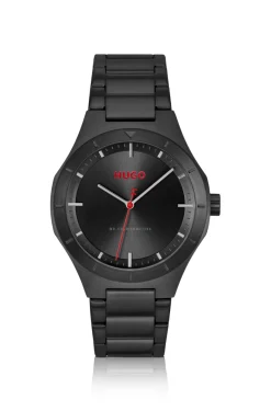 Lit black-plated watch with tonal dial