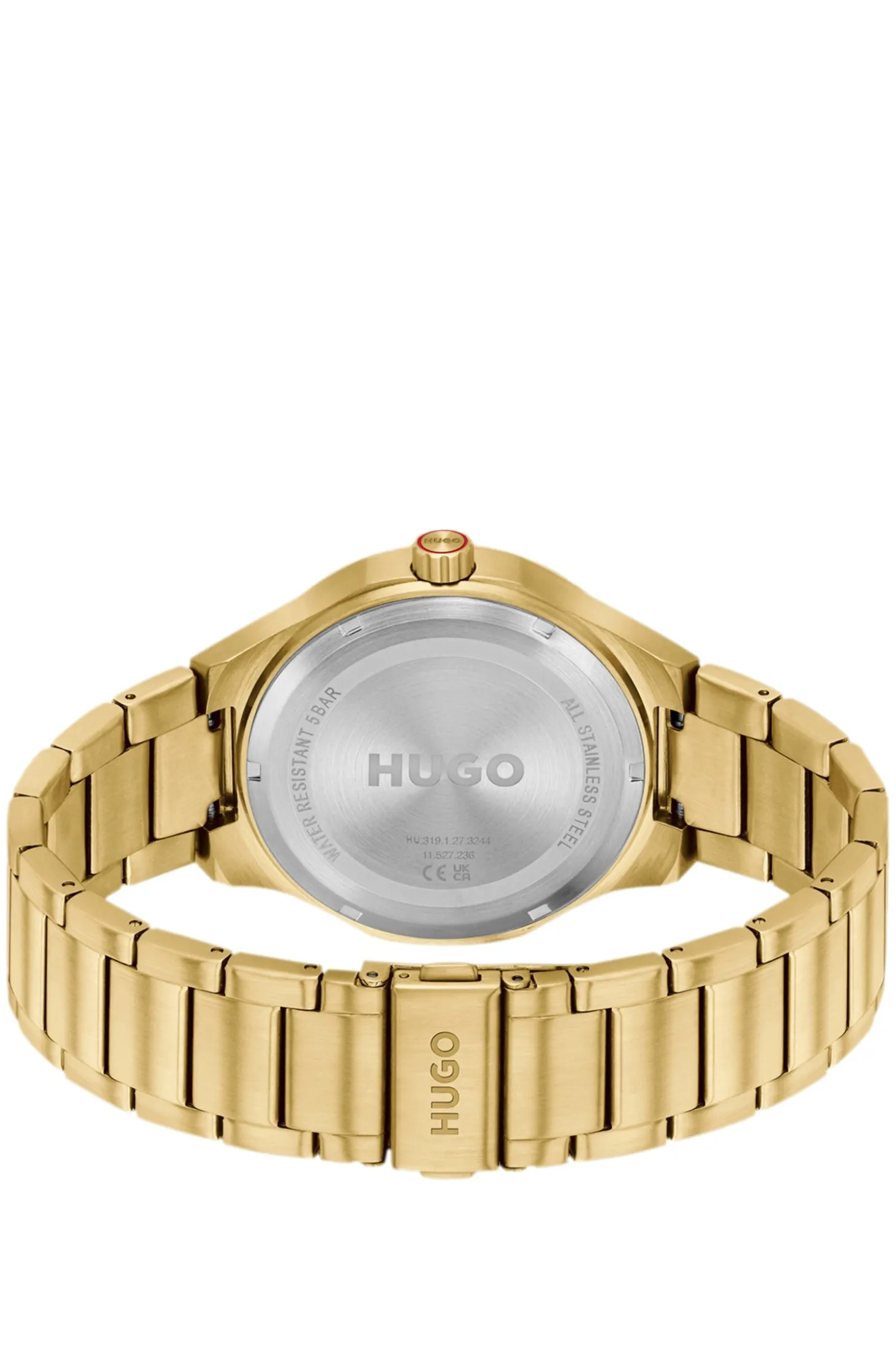 Lit gold-tone watch with green dial