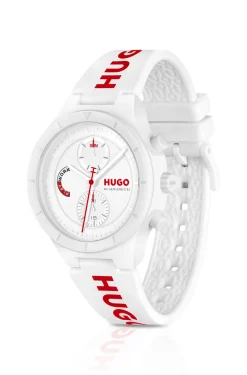 #LIT MULTI White watch with silicone logo strap