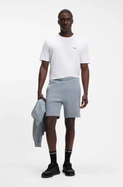 Logo-embroidered shorts in cotton-blend piqué jersey
