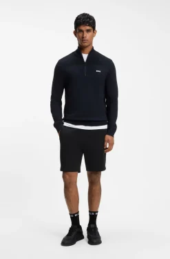 Logo-embroidered shorts in cotton-blend piqué jersey