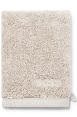 Logo-embroidered wash mitt in Aegean cotton