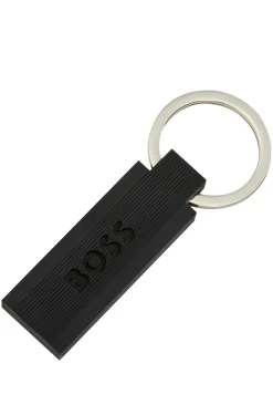 Logo key ring in black silicone and brass