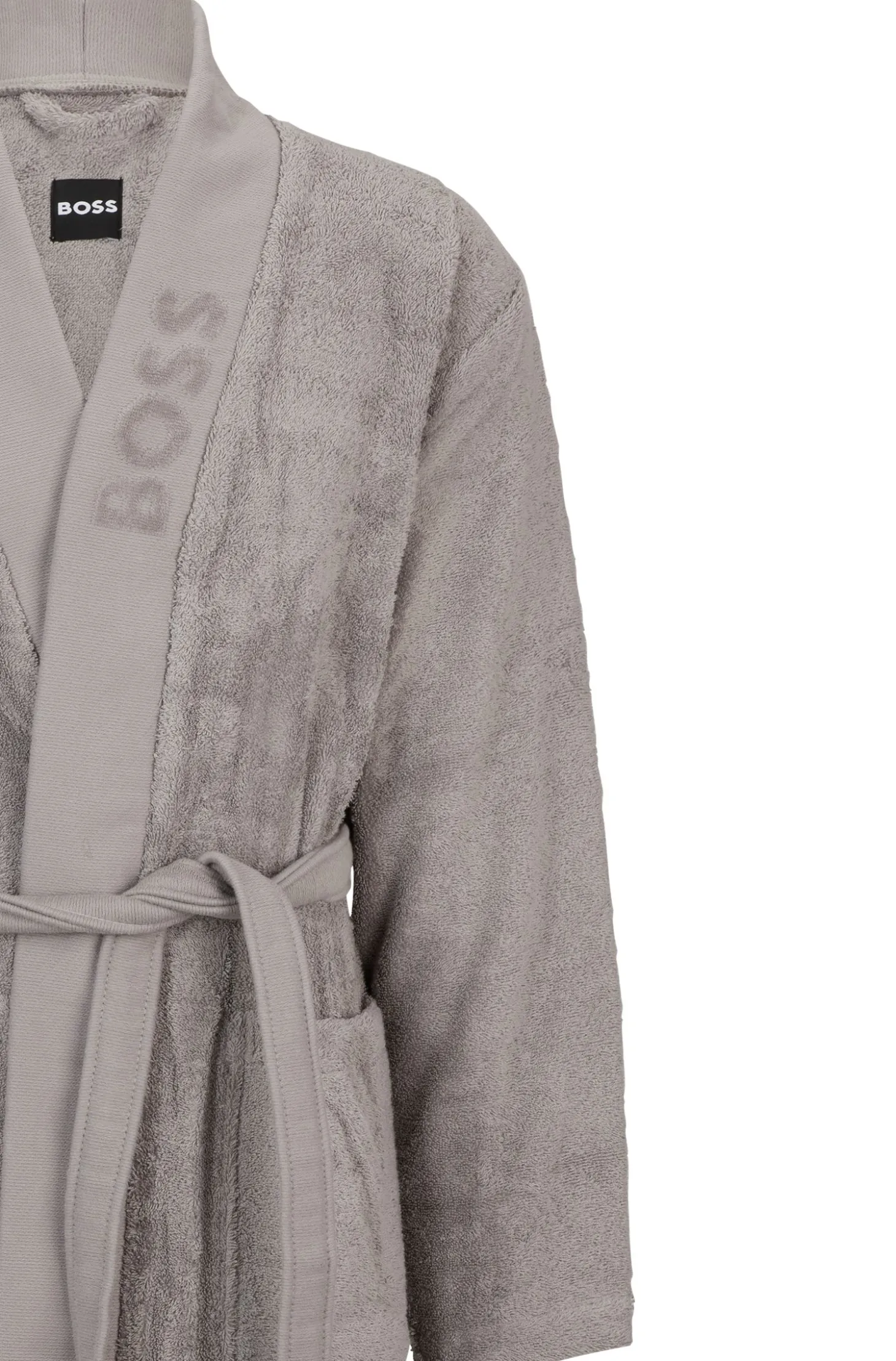 Logo-lapel dressing gown in long-fibre cotton