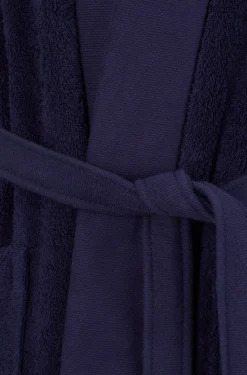 Logo-lapel dressing gown in long-fibre cotton