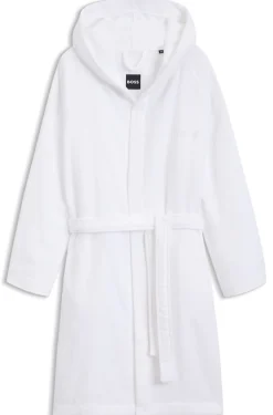 Logo-lapel dressing gown in long-fibre cotton