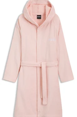 Logo-lapel dressing gown in long-fibre cotton