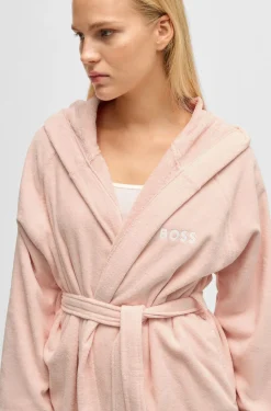 Logo-lapel dressing gown in long-fibre cotton