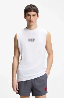 Logo-print tank top in cotton jersey