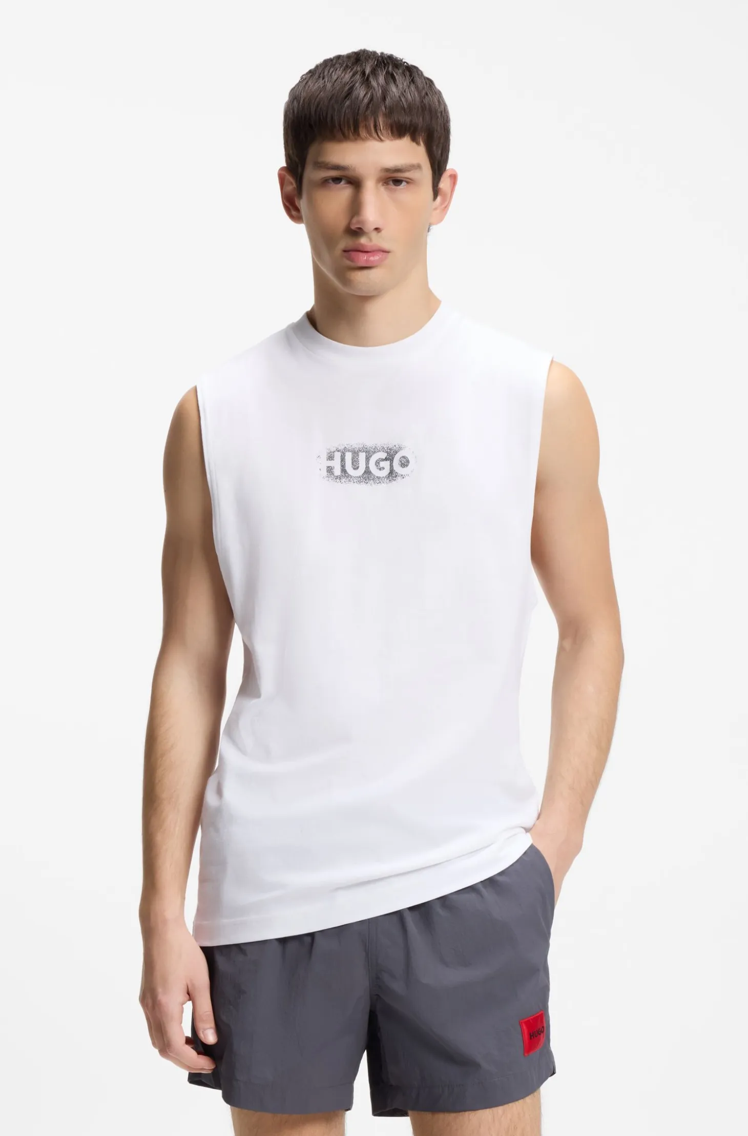 Logo-print tank top in cotton jersey