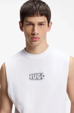 Logo-print tank top in cotton jersey