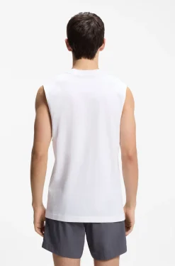 Logo-print tank top in cotton jersey