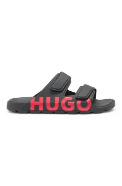 Logo sandals with double touch-closure straps