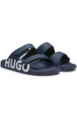Logo sandals with double touch-closure straps